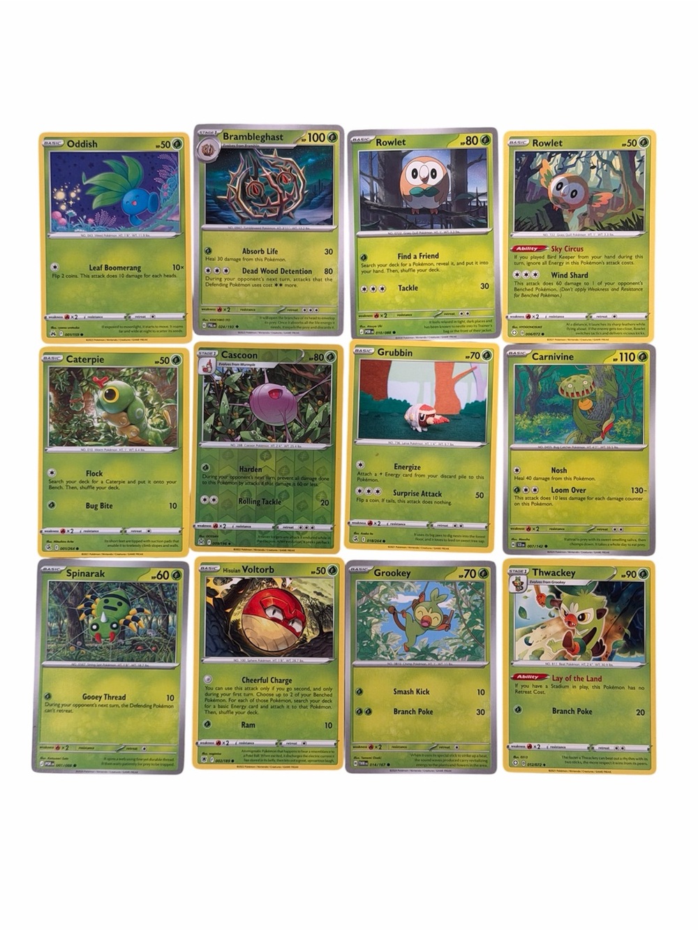 Lot of 12 grass type Pokemon cards (1 Holo) - Bundle and Save